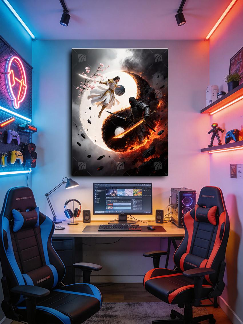 Eternal Balance Krieger Wandbild – Detailansicht