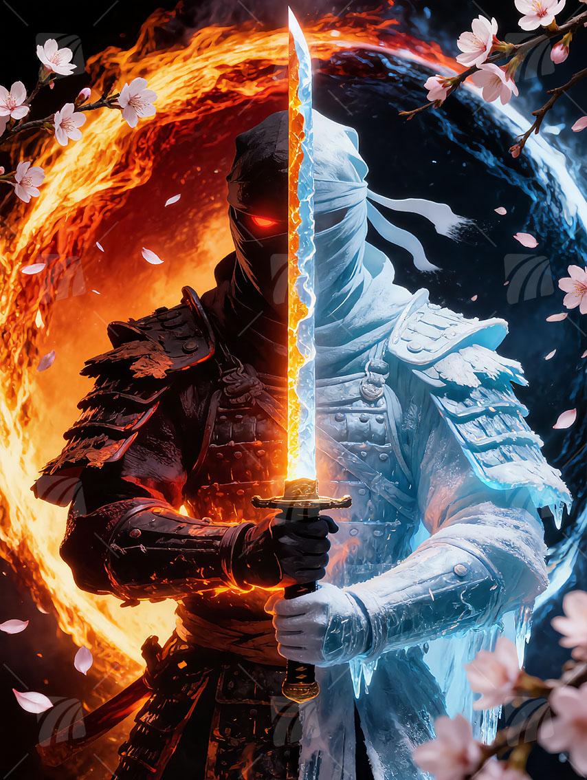 Eternal Duality Black & Gold Wandbild auf Aluminium Dibond Spanntuch