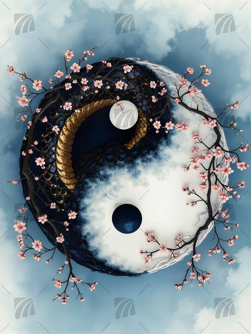 Harmony Blossom Japanische Ästhetik Wandbild auf Aluminium Dibond Spanntuch