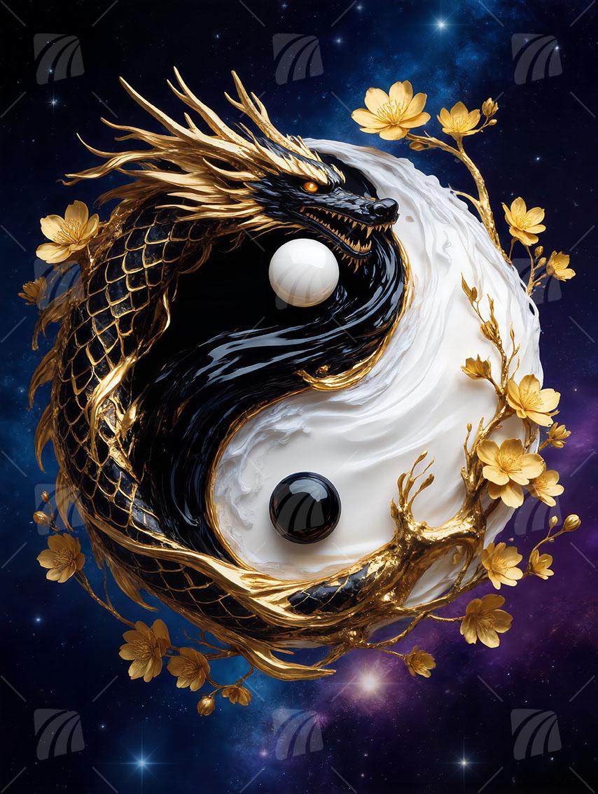 Celestial Balance Mythisch Wandbild auf Aluminium Dibond Spanntuch