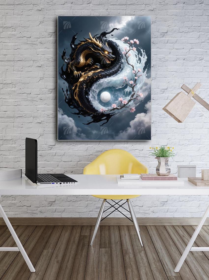 Dragon's Harmony Mythisch Wandbild – Detailansicht