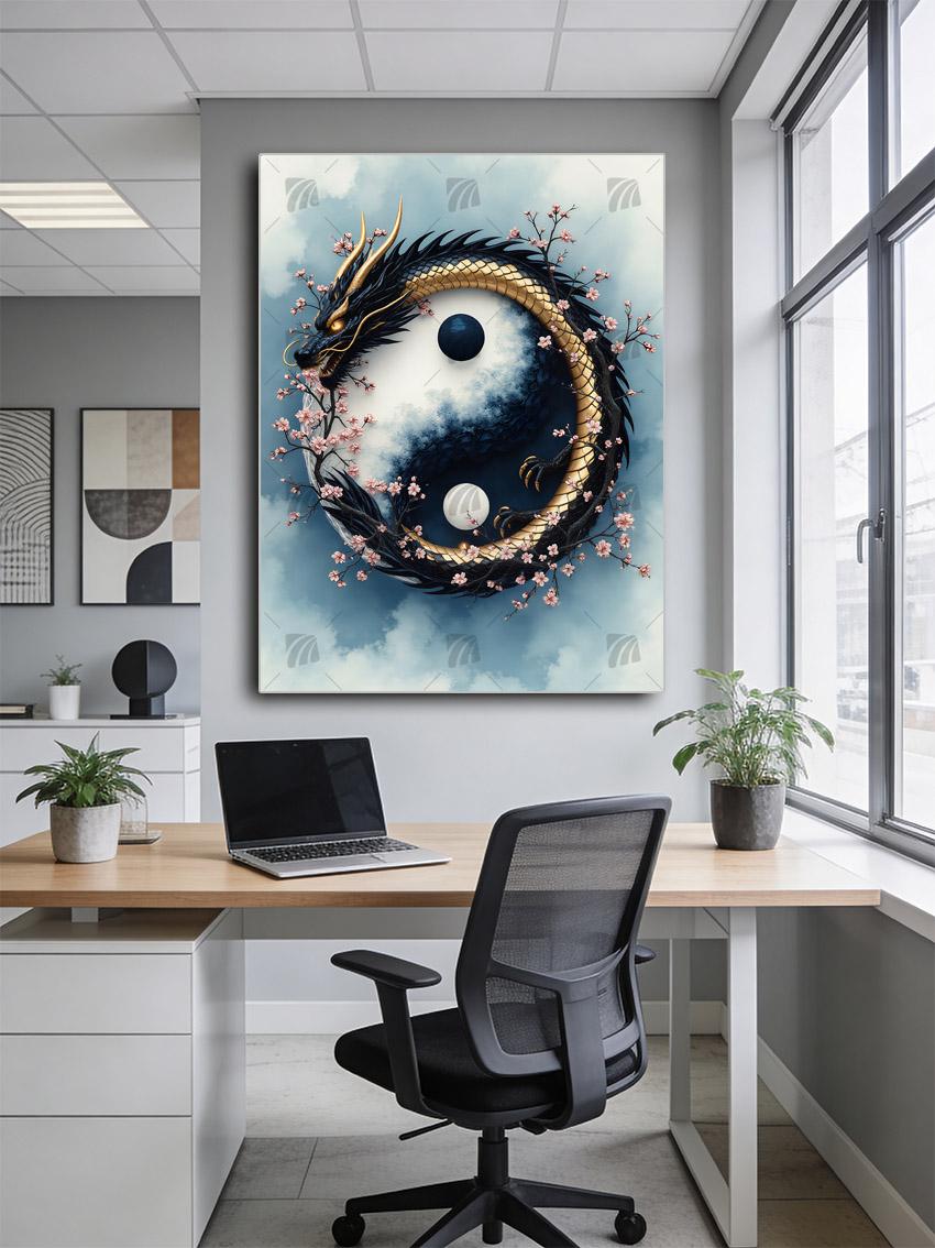 Harmony Dragon Japanische Ästhetik Wandbild – Detailansicht