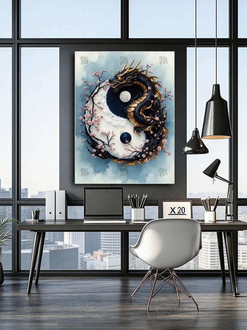 Dragon Harmony Mythisch Wandbild – Detailansicht