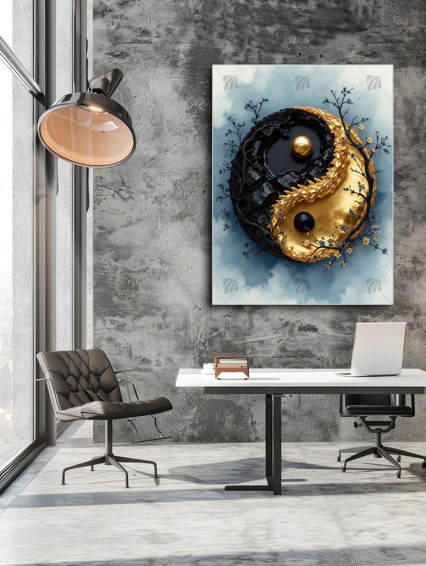 Golden Harmony Black & Gold Wandbild – Detailansicht