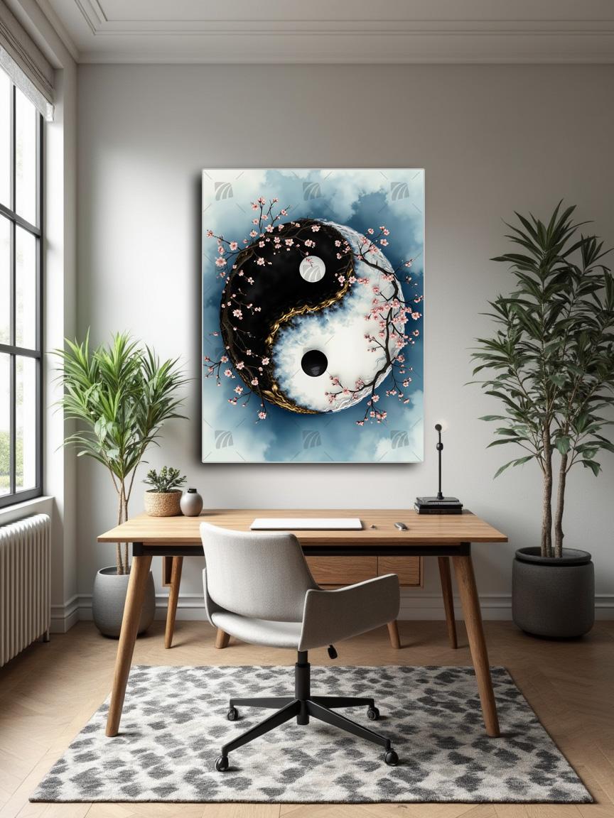 Yin und Yang Japanische Ästhetik Wandbild – Detailansicht