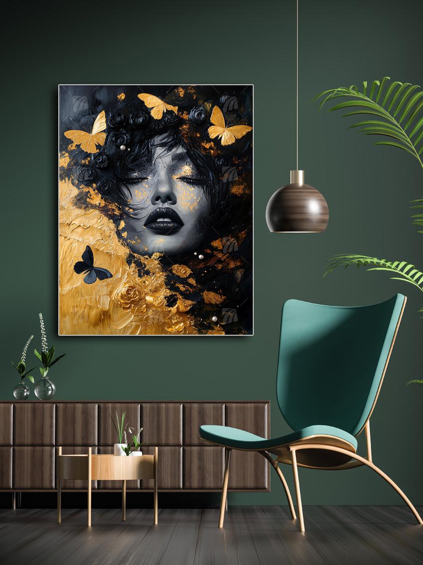 Golden Reverie Black & Gold Wandbild – Detailansicht