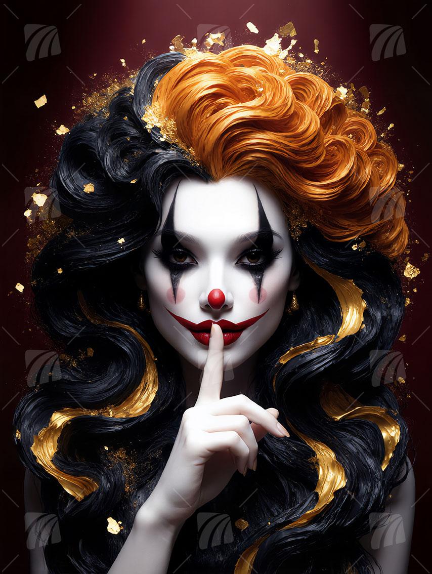 Harlekin-Gold Gilded Harlequins Wandbild auf Aluminium Dibond Spanntuch