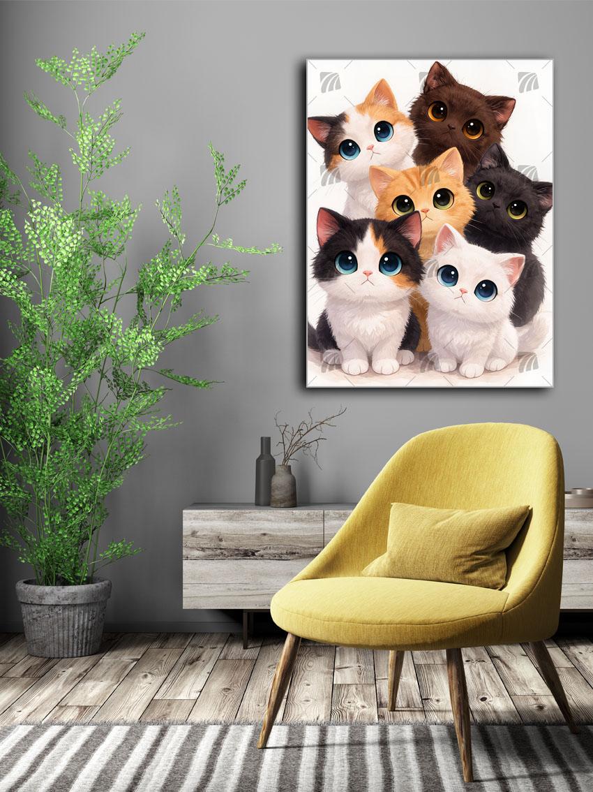 Katzen mit großen Augen Tiere Wandbild – Detailansicht