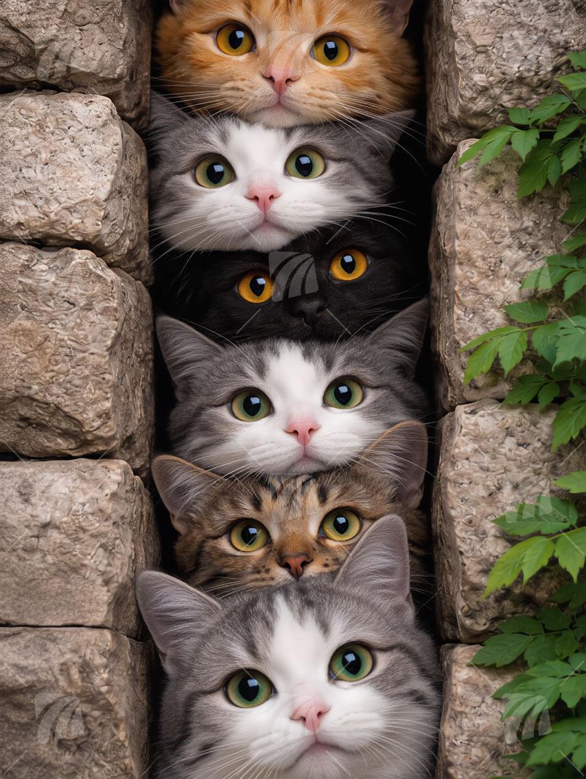 Curious Companions Tiere Wandbild auf Aluminium Dibond Spanntuch