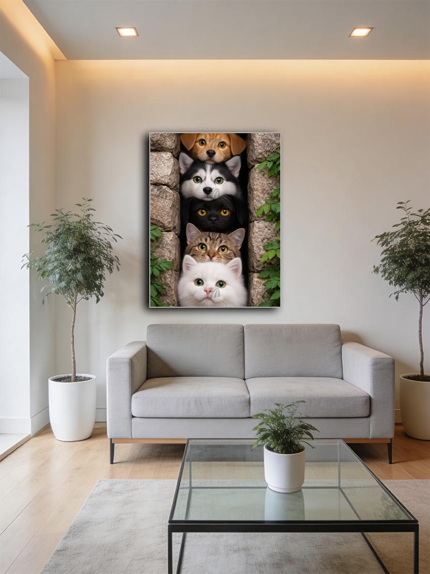 Cuddle Cascade Tiere Wandbild – Detailansicht