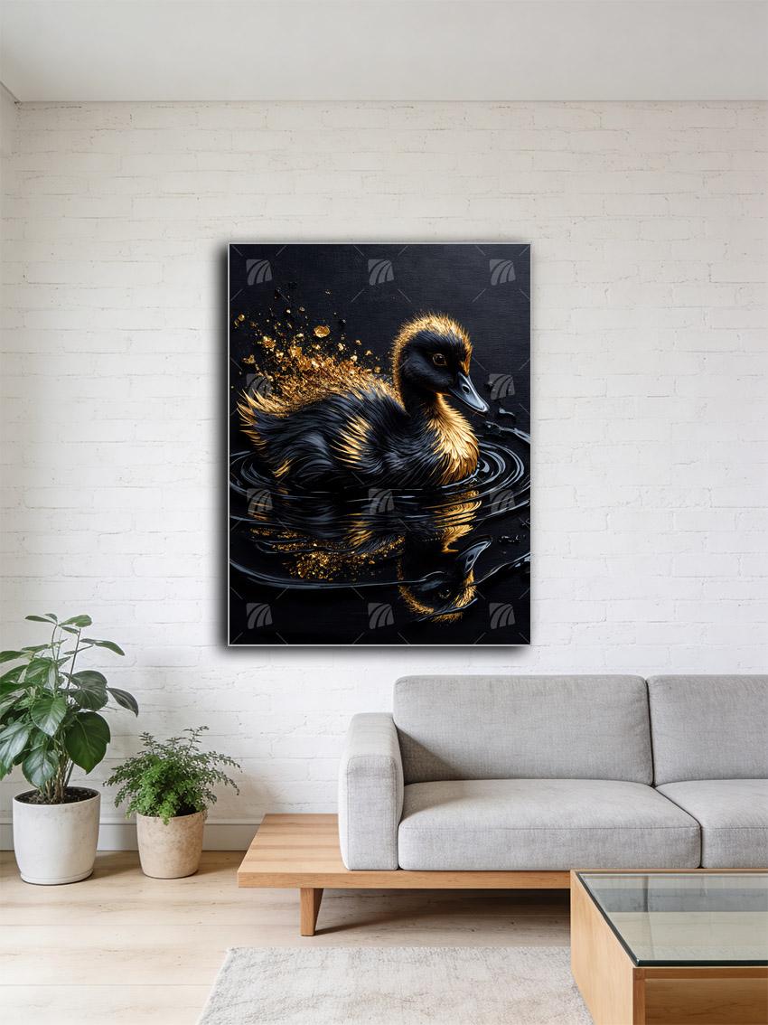 Golden Duckling Black & Gold Wandbild – Detailansicht