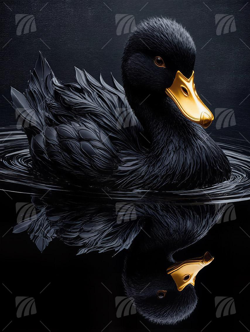 Tranquility Black & Gold Wandbild auf Aluminium Dibond Spanntuch