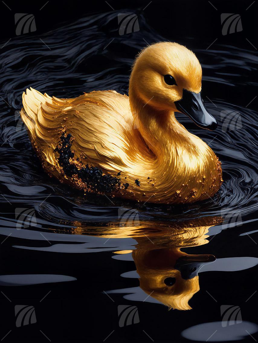 Golden Serenity Black & Gold Wandbild auf Aluminium Dibond Spanntuch