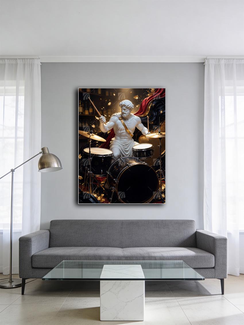 Divine Drummer Mythisch Wandbild – Detailansicht