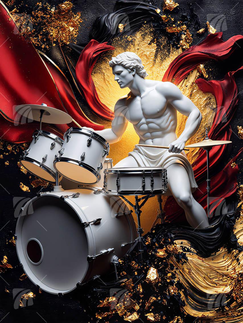 Rhythmic Deity Black & Gold Wandbild auf Aluminium Dibond Spanntuch