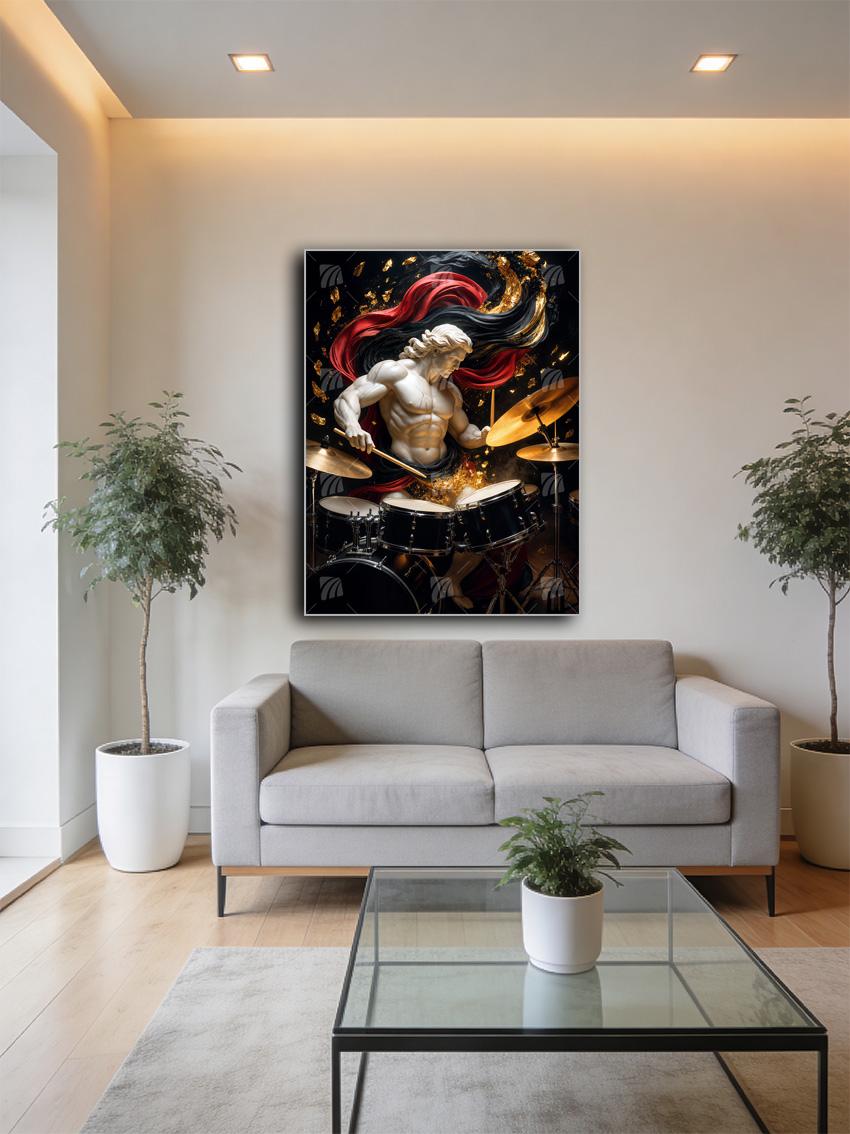 Rhythmic Deity Black & Gold Wandbild – Detailansicht