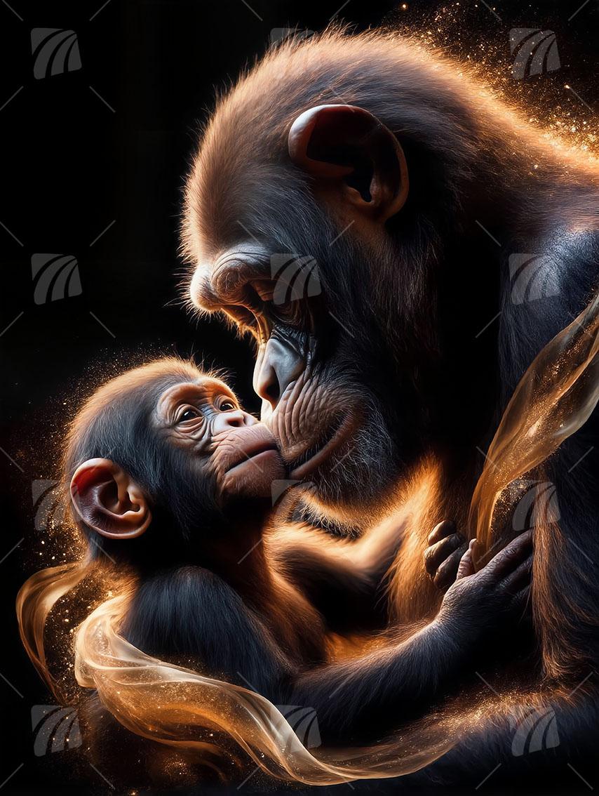 Golden Bond Tiere Wandbild auf Aluminium Dibond Spanntuch