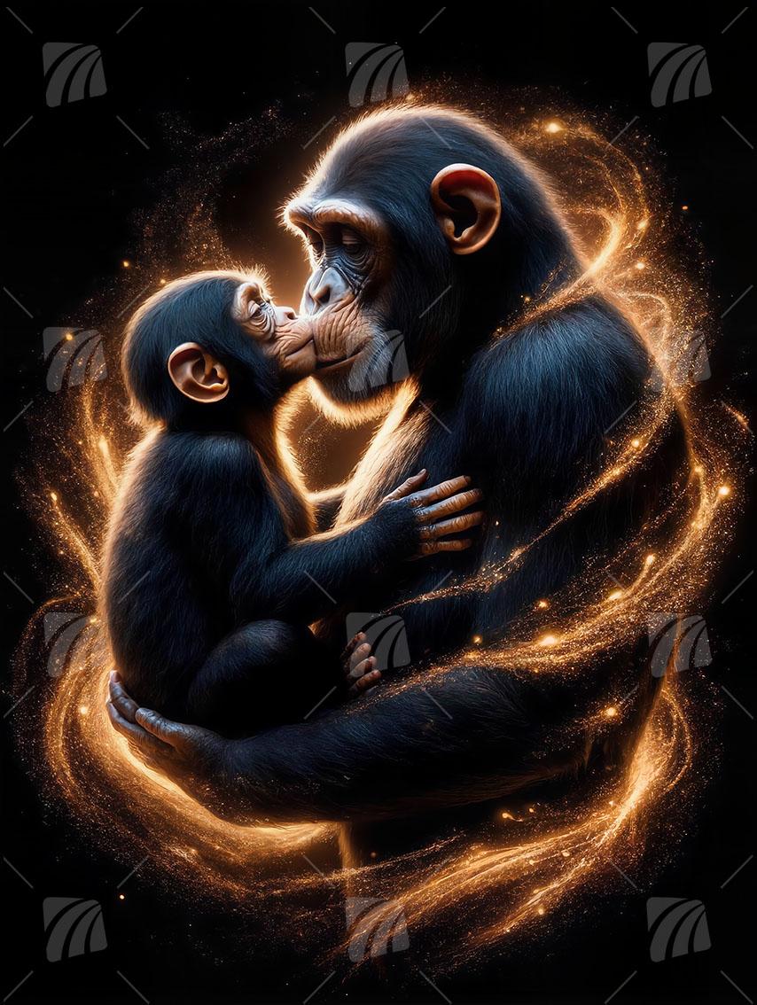 Golden Embrace Black & Gold Wandbild auf Aluminium Dibond Spanntuch