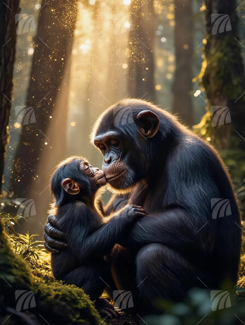 Tender Moment Tiere Wandbild auf Aluminium Dibond Spanntuch