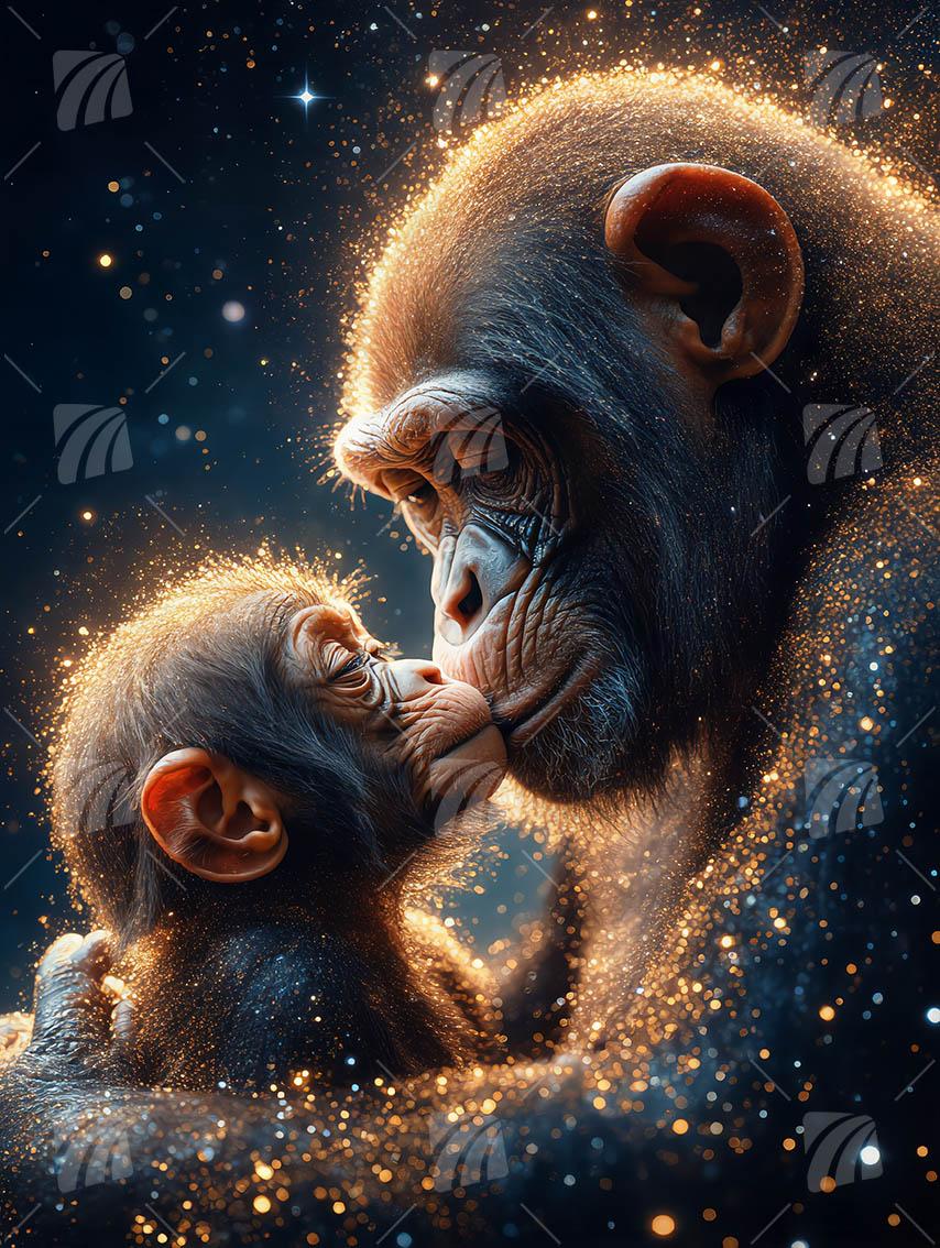 Golden Embrace Tiere Wandbild auf Aluminium Dibond Spanntuch