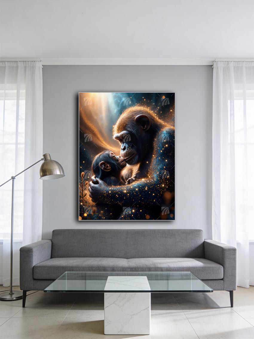 Cosmic Embrace Tiere Wandbild – Detailansicht