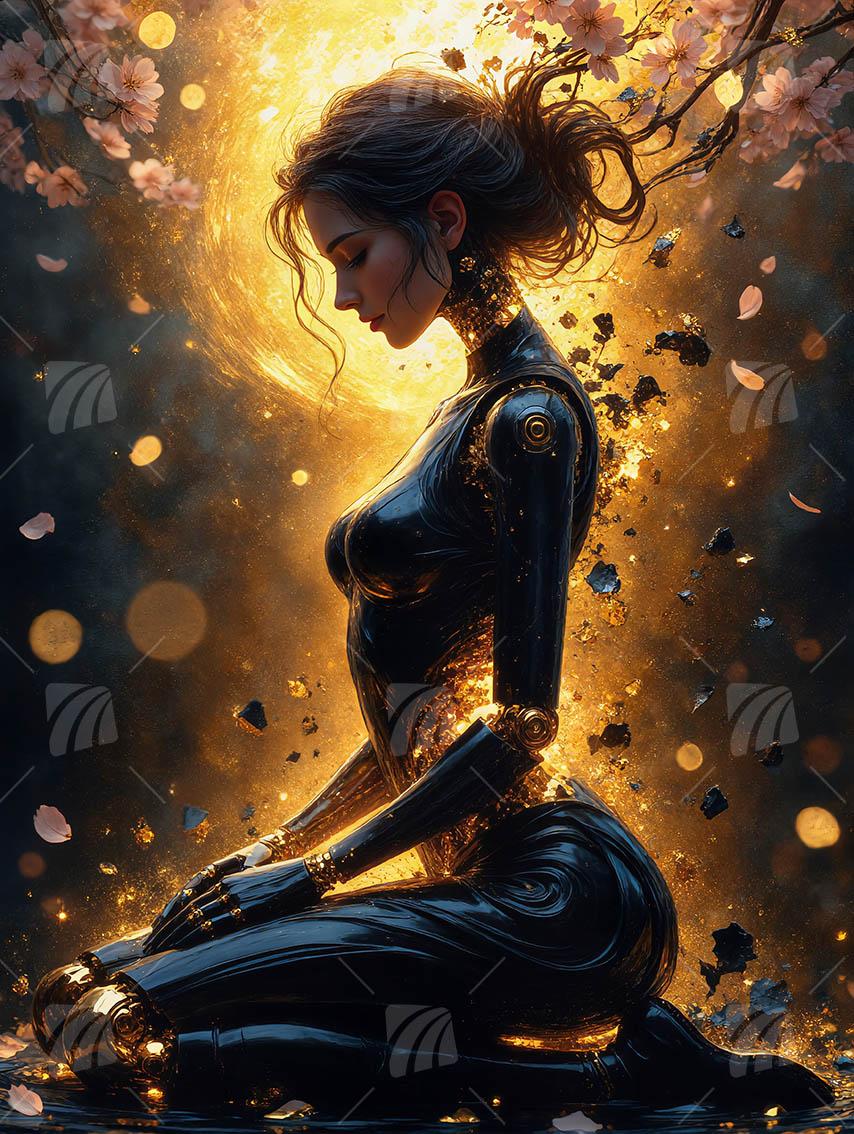 harmonische Mystische Weiblichkeit Wandbild auf Aluminium Dibond Spanntuch