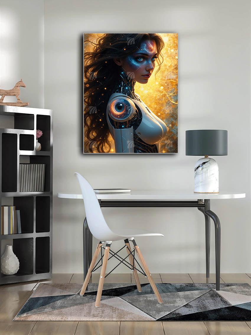 Cyber Dream Mystische Weiblichkeit Wandbild – Detailansicht