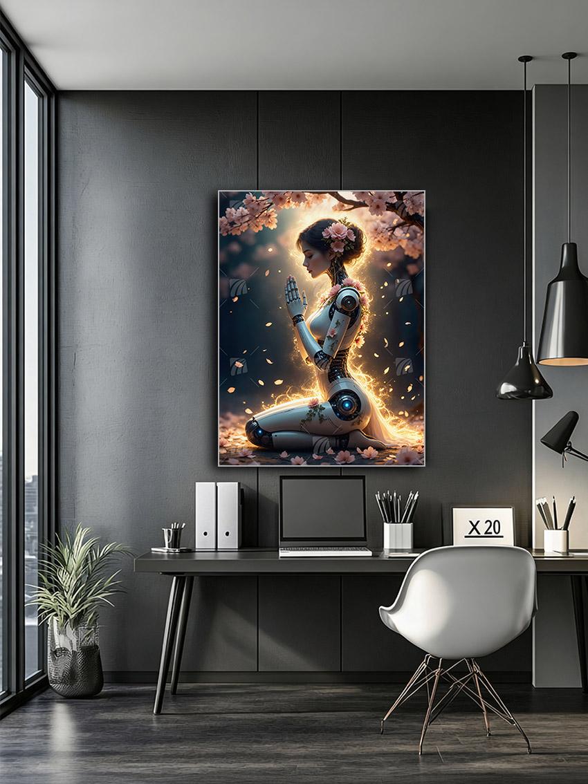 Blossom Cyborg Mystische Weiblichkeit Wandbild – Detailansicht