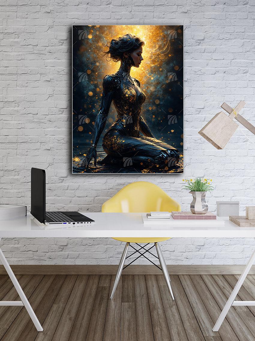 Ethereal Synth Mystische Weiblichkeit Wandbild – Detailansicht