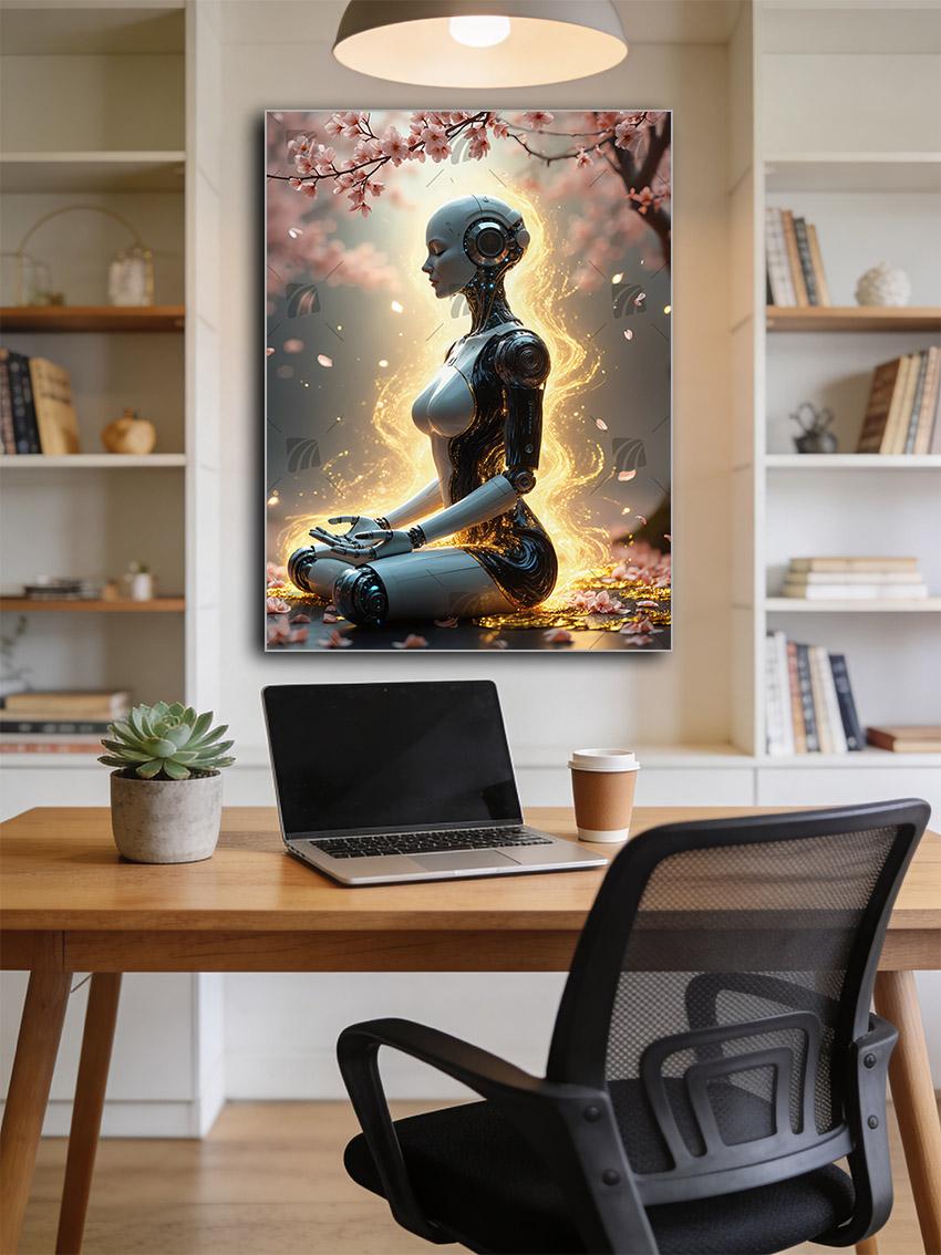 Zen Cyborg Mythisch Wandbild – Detailansicht