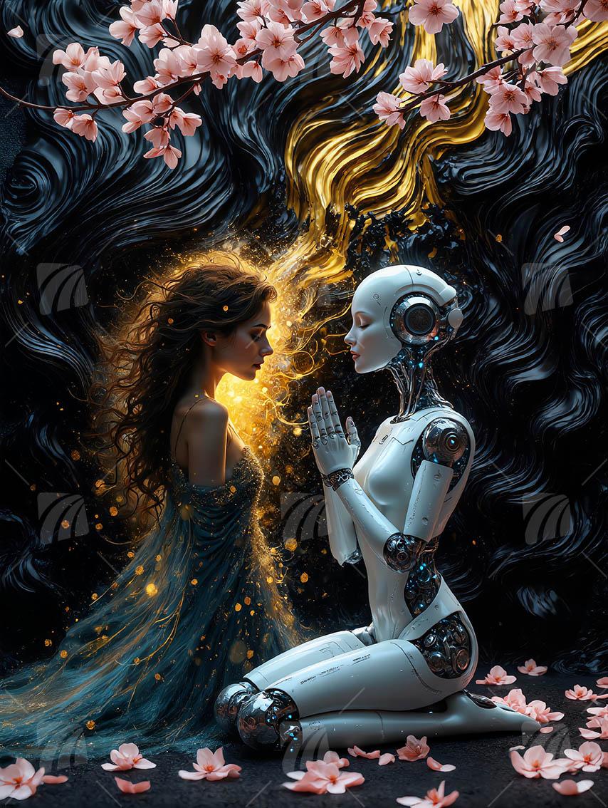 Harmony of Worlds Mystische Weiblichkeit Wandbild auf Aluminium Dibond Spanntuch