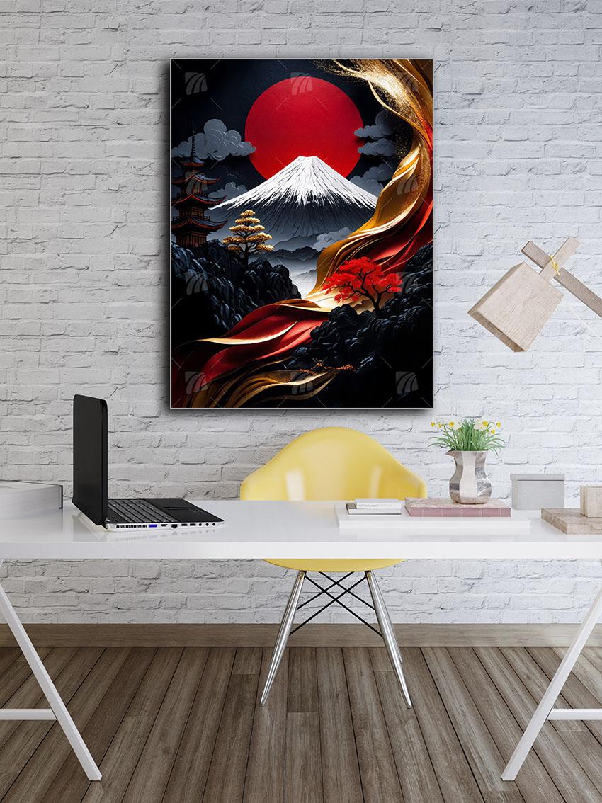 Crimson Eternity Japanische Ästhetik Wandbild – Detailansicht