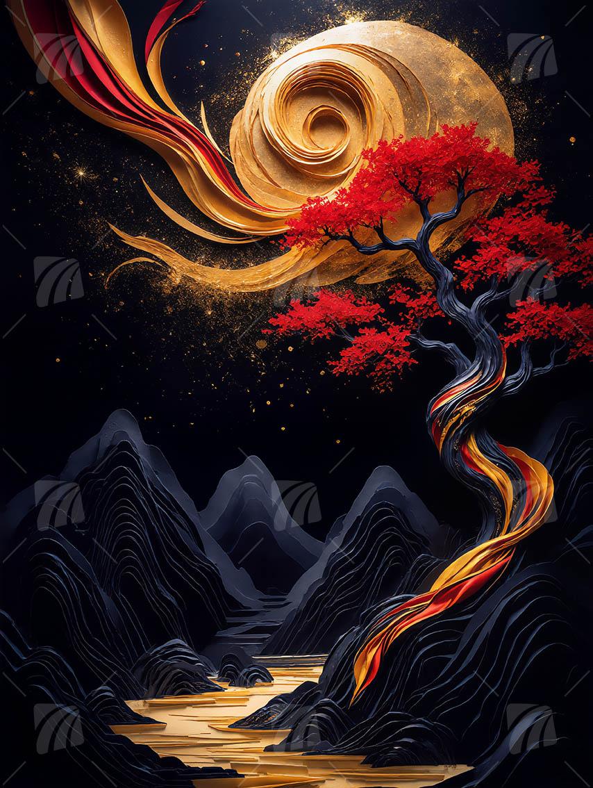 Goldener Spirale Mystische Weiblichkeit Wandbild auf Aluminium Dibond Spanntuch