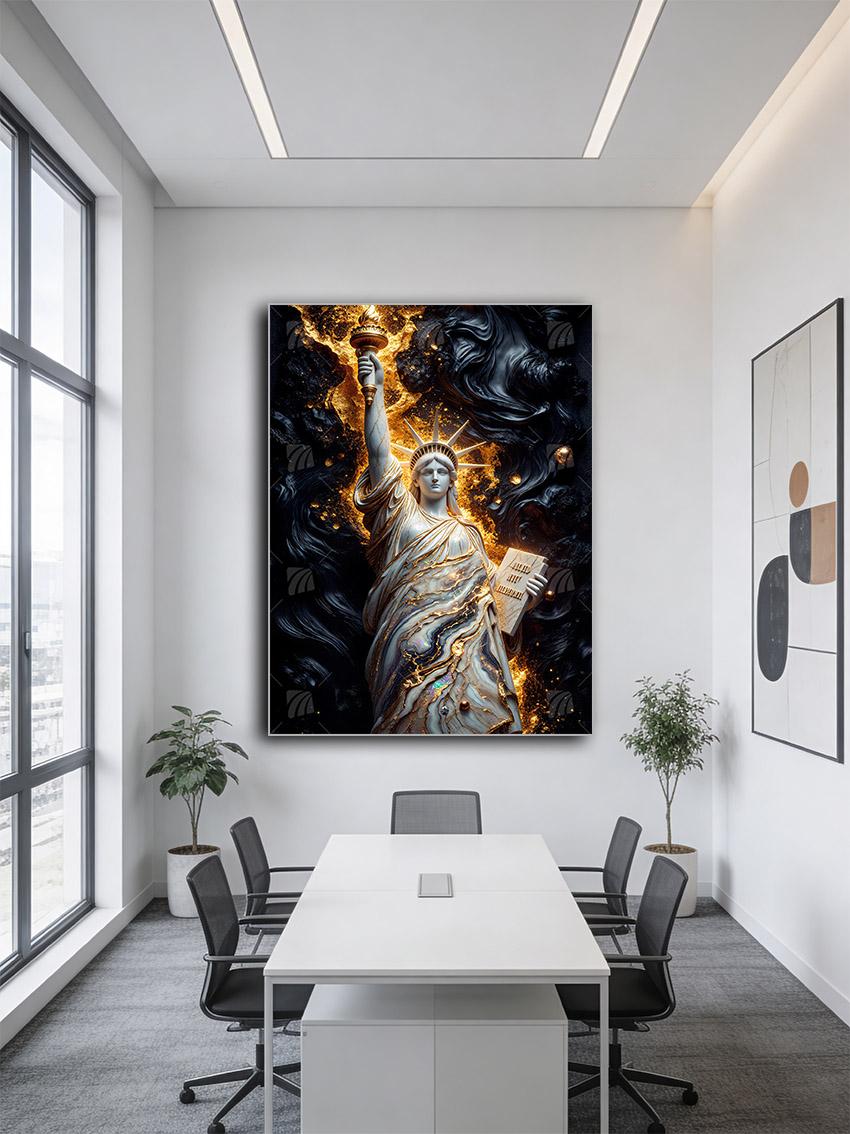Freiheitsstatue Marmor Black & Gold Wandbild – Detailansicht