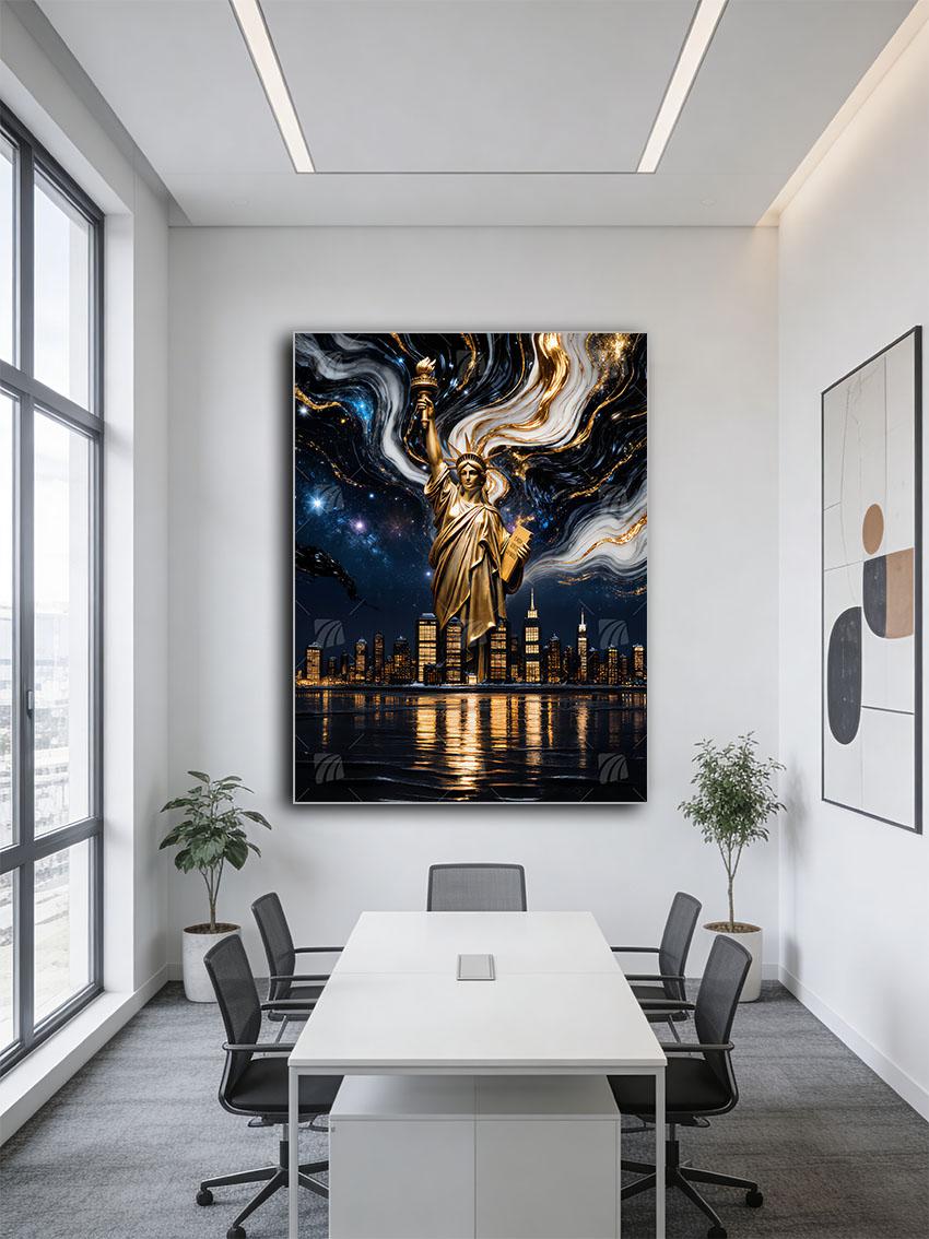 Liberty's Glow Black & Gold Wandbild – Detailansicht