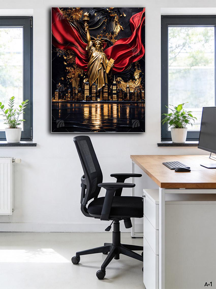 Liberty's Radiance Black & Gold Wandbild – Detailansicht