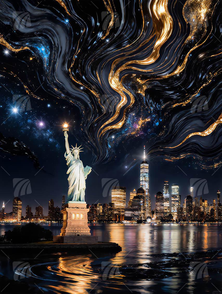 Celestial Liberty Mythisch Wandbild auf Aluminium Dibond Spanntuch