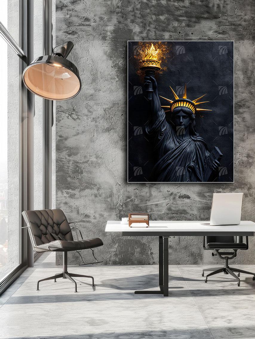 Flame of Liberty Black & Gold Wandbild – Detailansicht