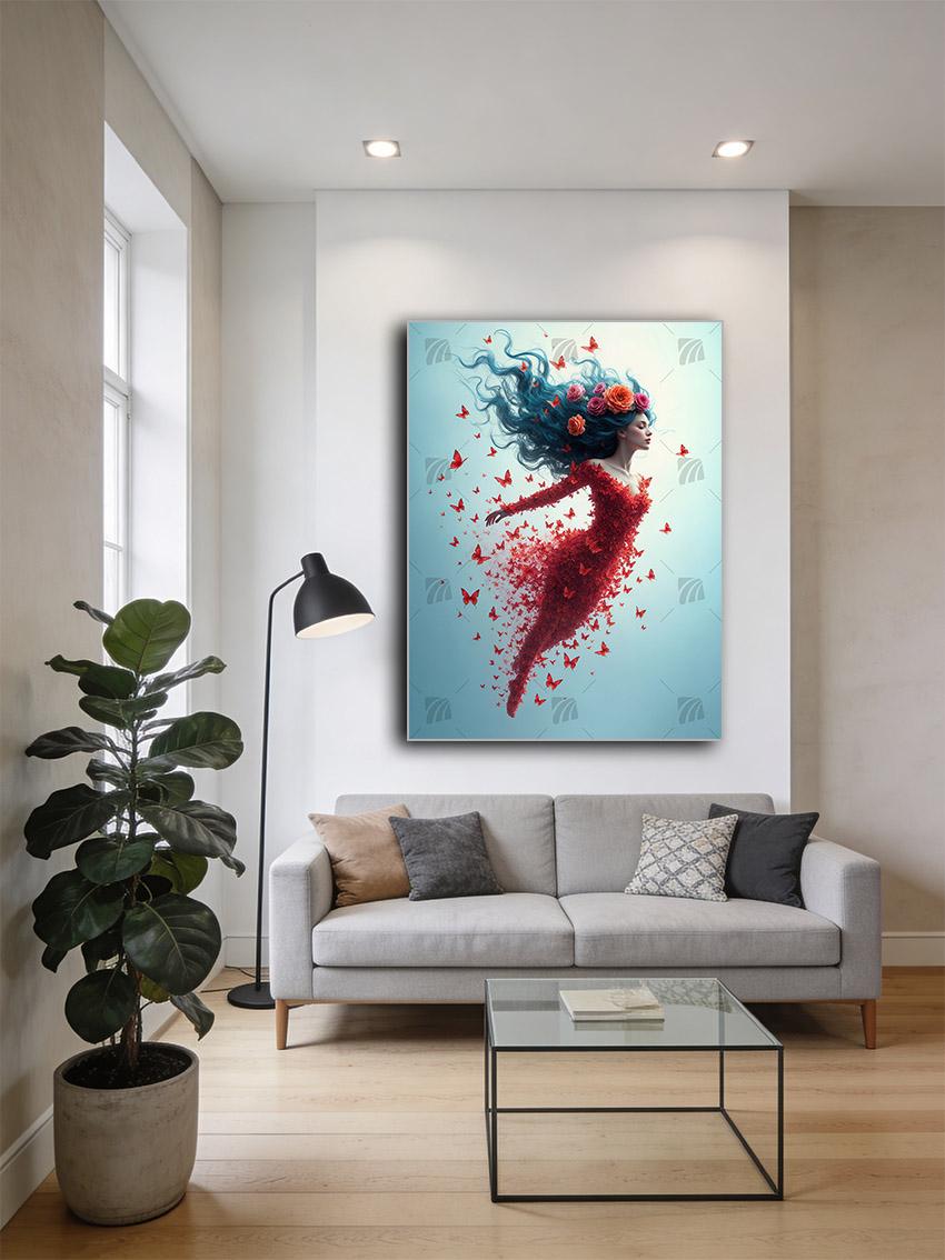 Fluttering Elegance Mystische Weiblichkeit Wandbild – Detailansicht