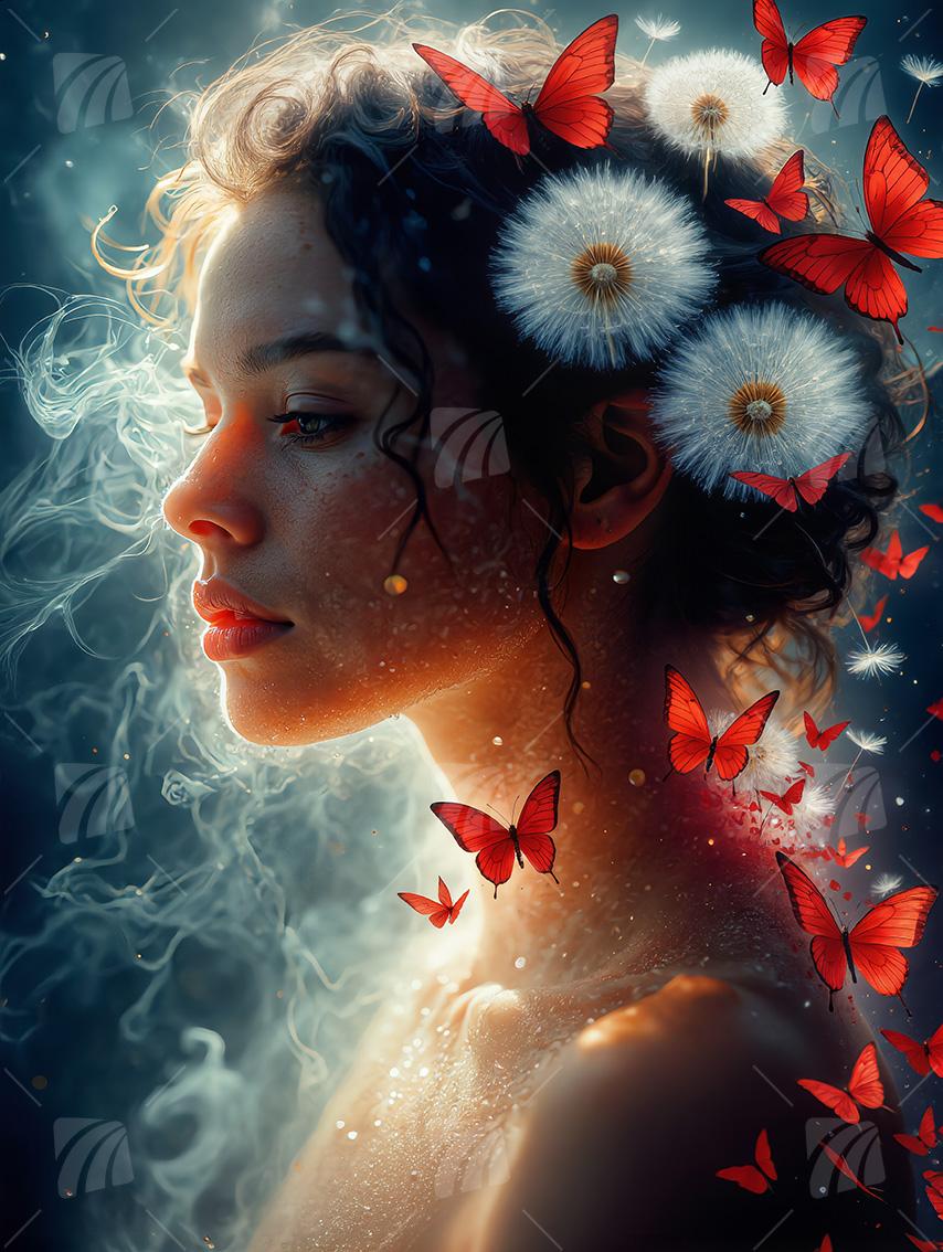 Whispered Dreams Black & Gold Wandbild auf Aluminium Dibond Spanntuch