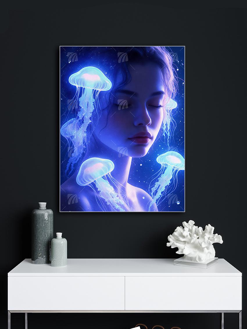 Ethereal Glow Mystische Weiblichkeit Wandbild – Detailansicht