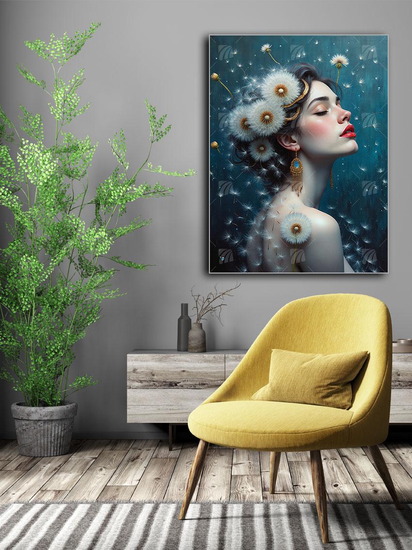 Dandelion Dream Mystische Weiblichkeit Wandbild – Detailansicht