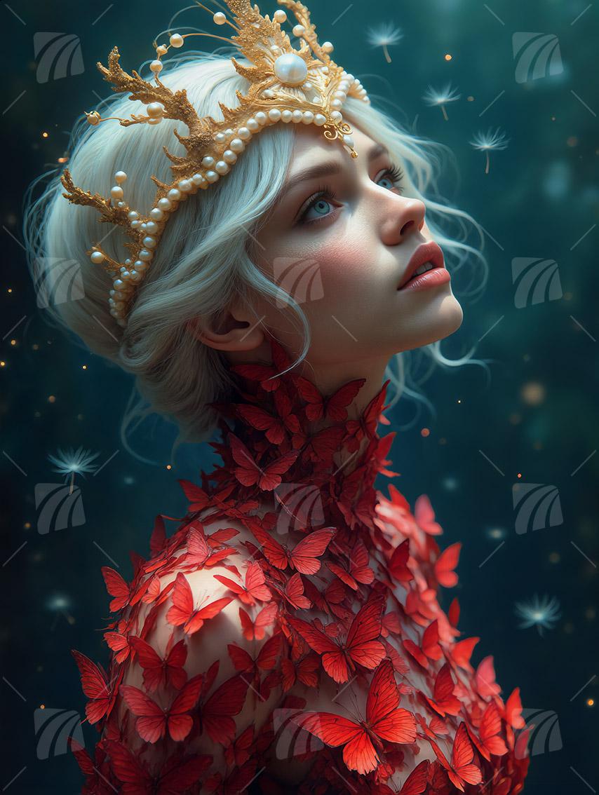 Ethereal Monarch Mystische Weiblichkeit Wandbild auf Aluminium Dibond Spanntuch