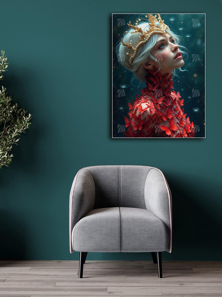 Ethereal Monarch Mystische Weiblichkeit Wandbild – Detailansicht