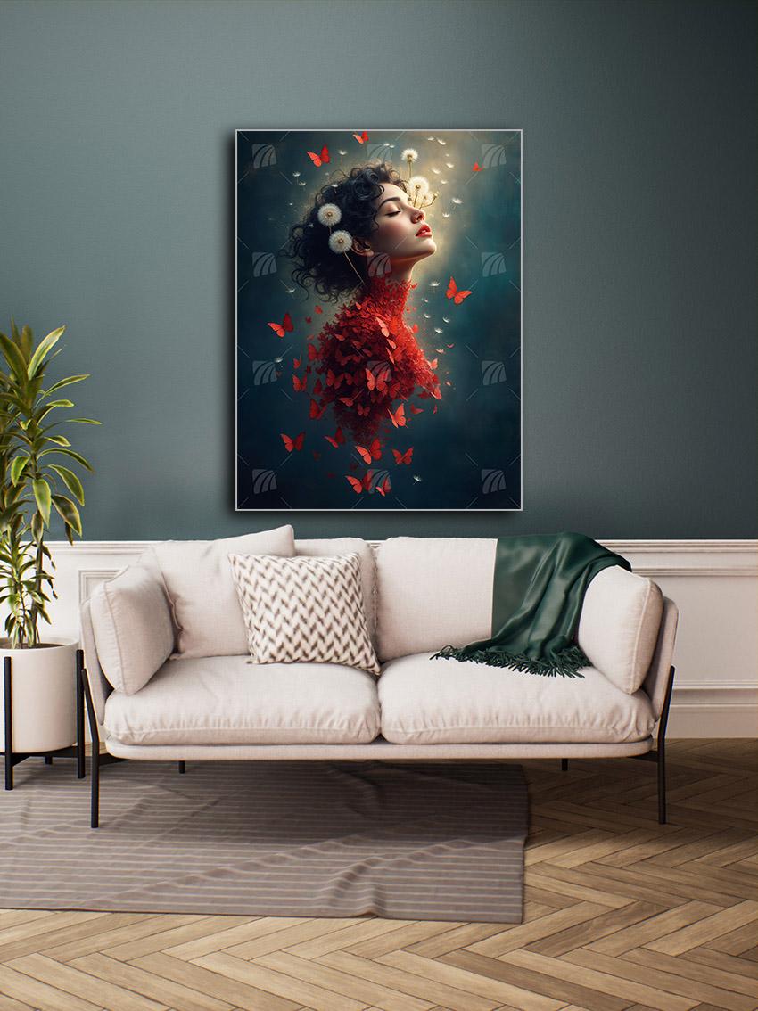 Ethereal Transformation Mystische Weiblichkeit Wandbild – Detailansicht