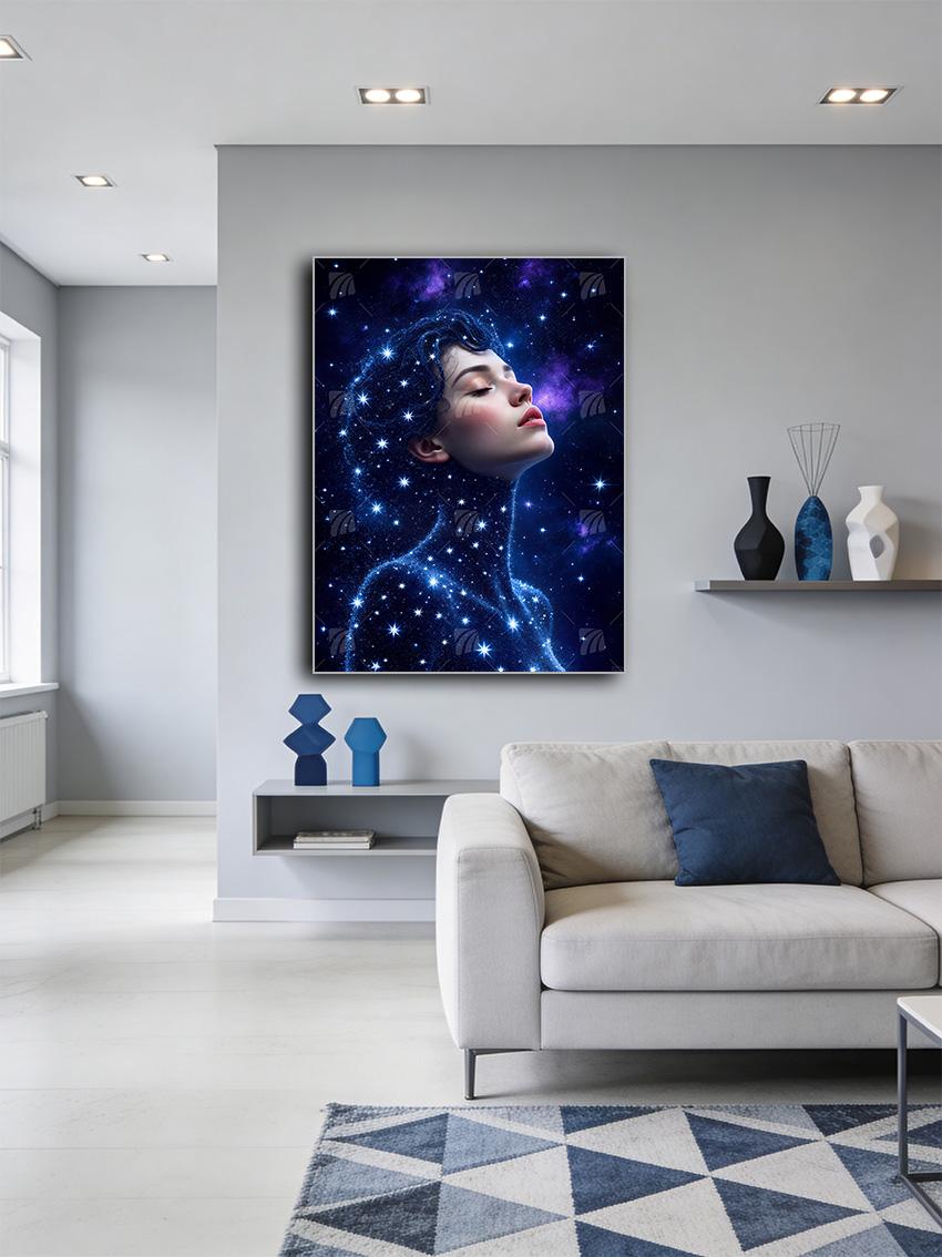 Celestial Dream Mystische Weiblichkeit Wandbild – Detailansicht