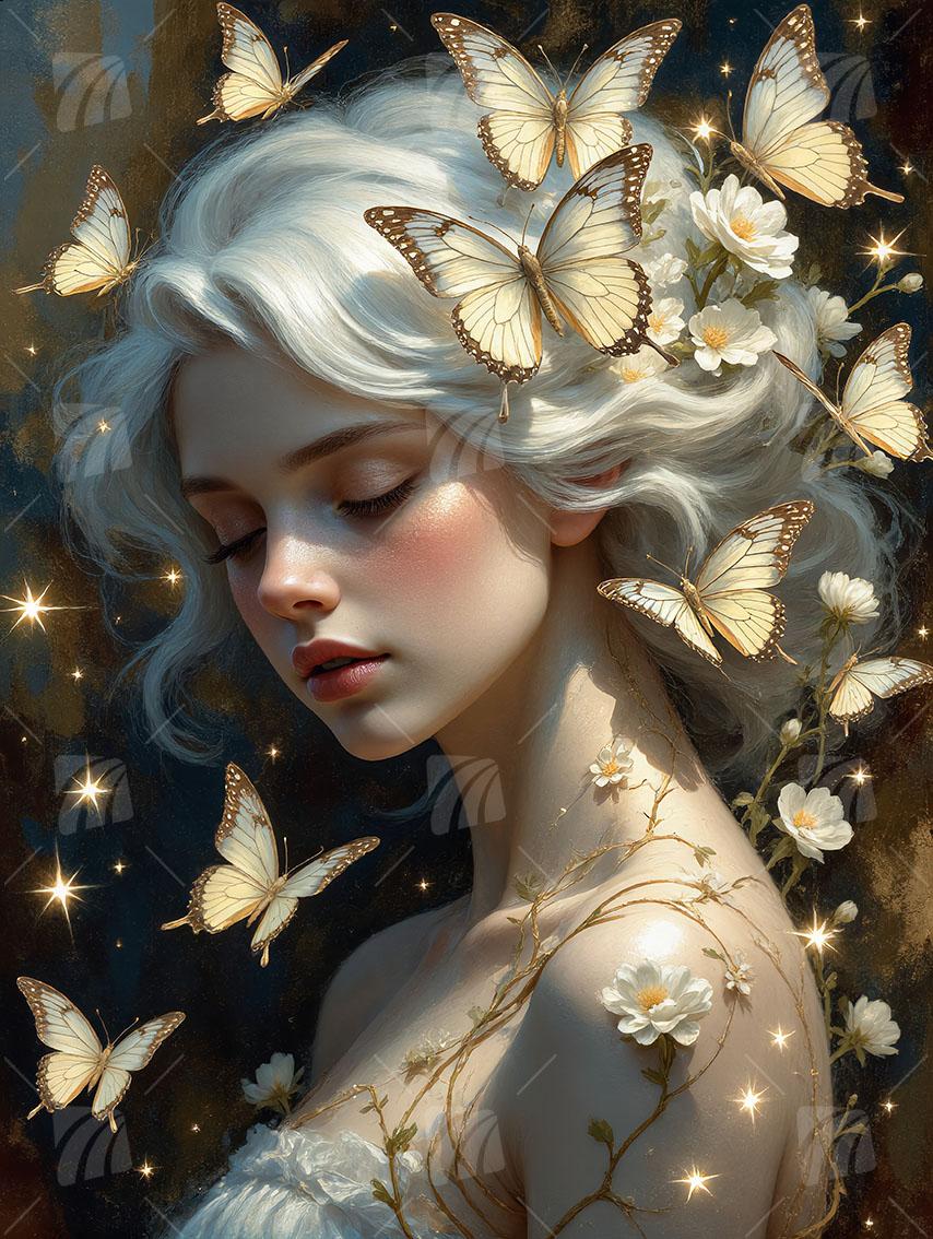 Ethereal Enchantment Mystische Weiblichkeit Wandbild auf Aluminium Dibond Spanntuch