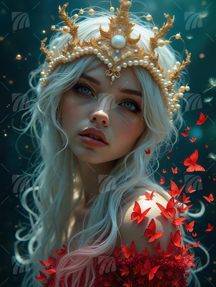 Ethereal Majesty Mystische Weiblichkeit Wandbild auf Aluminium Dibond Spanntuch