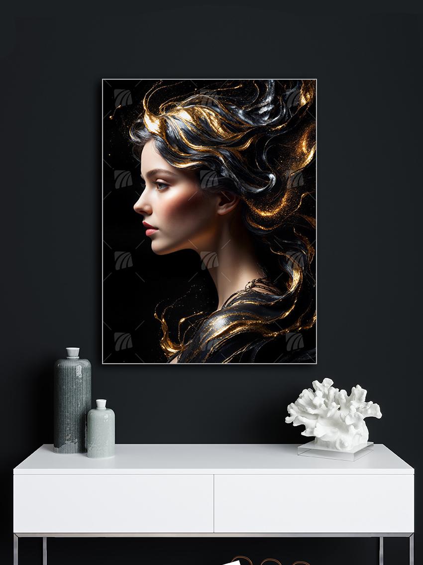 Goldenen Haaren Mystische Weiblichkeit Wandbild – Detailansicht