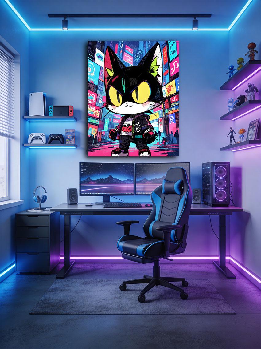 Neon Cat Neon Beasts Wandbild – Detailansicht